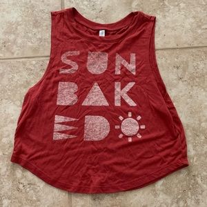 graphic red muscle tank